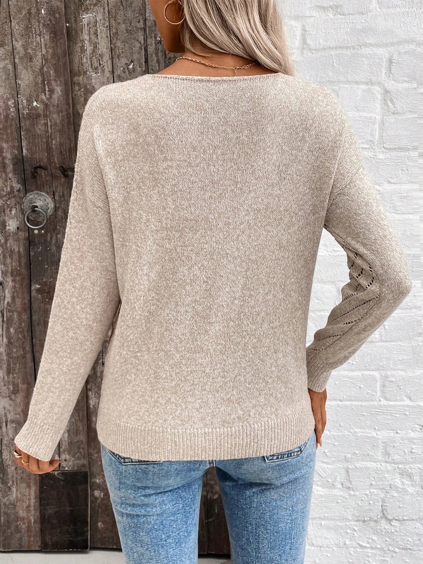 knitted V-neck