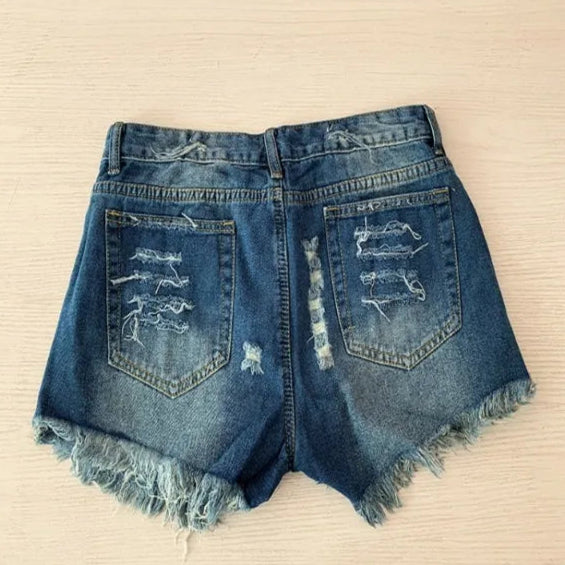 US Flag Theme Bleached Denim Shorts