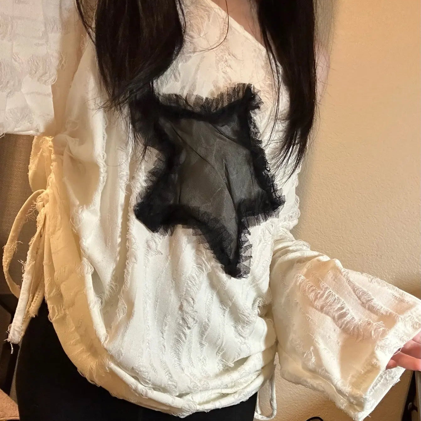 Y2K Star Distressed Sweater