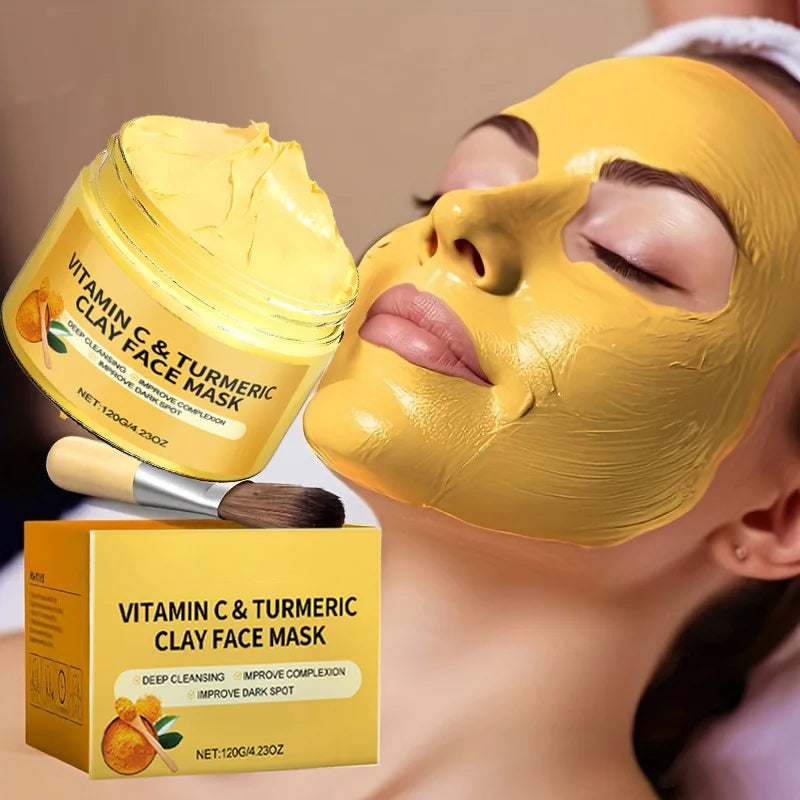 Turmeric Vitamin C Clay Face Mask – Brightening & Clarifying for Dark Spots & Blackheads | 120g