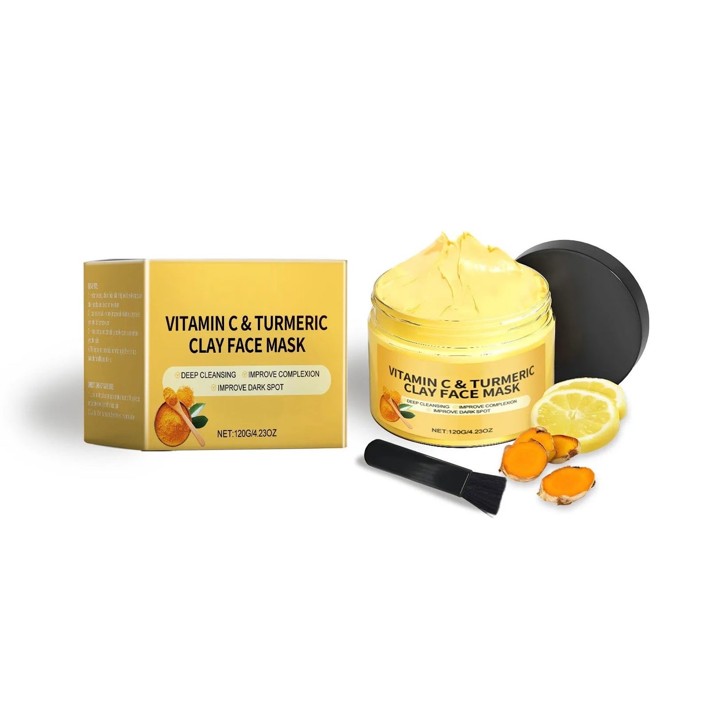 Turmeric Vitamin C Clay Face Mask – Brightening & Clarifying for Dark Spots & Blackheads | 120g
