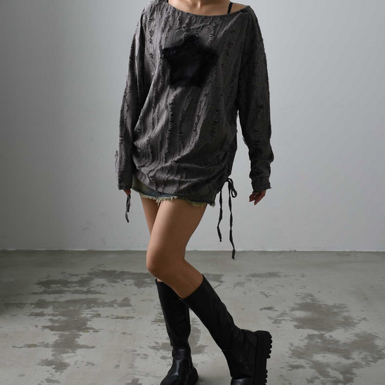 Y2K Star Distressed Sweater