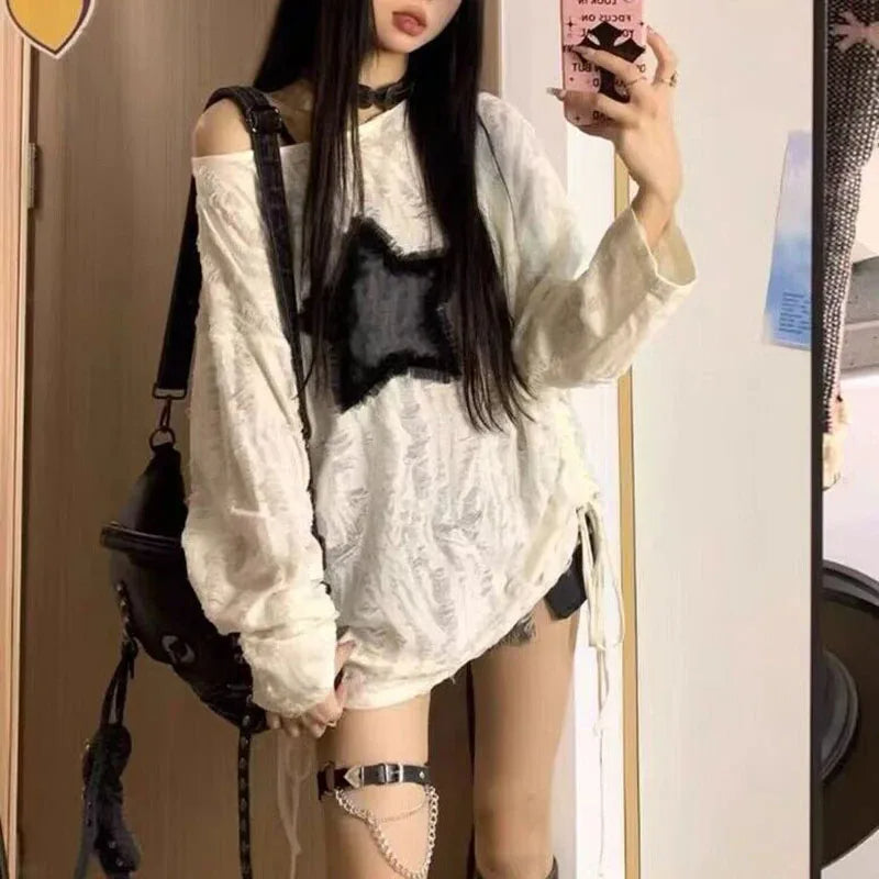Y2K Star Distressed Sweater